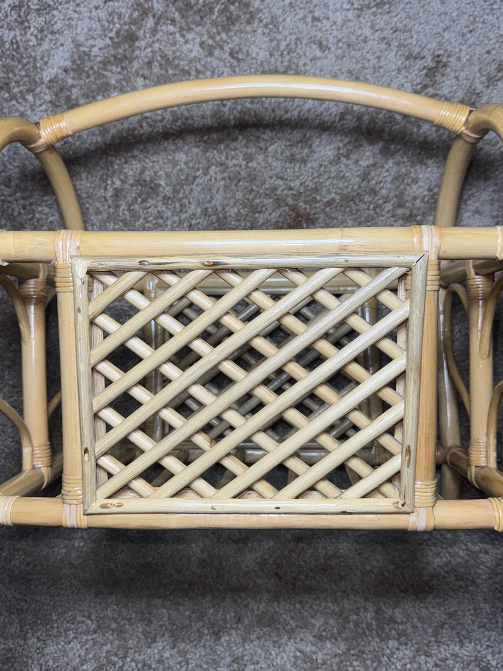 Vintage Bamboo Magazine Rack | Mid Century Modern Rattan Storage